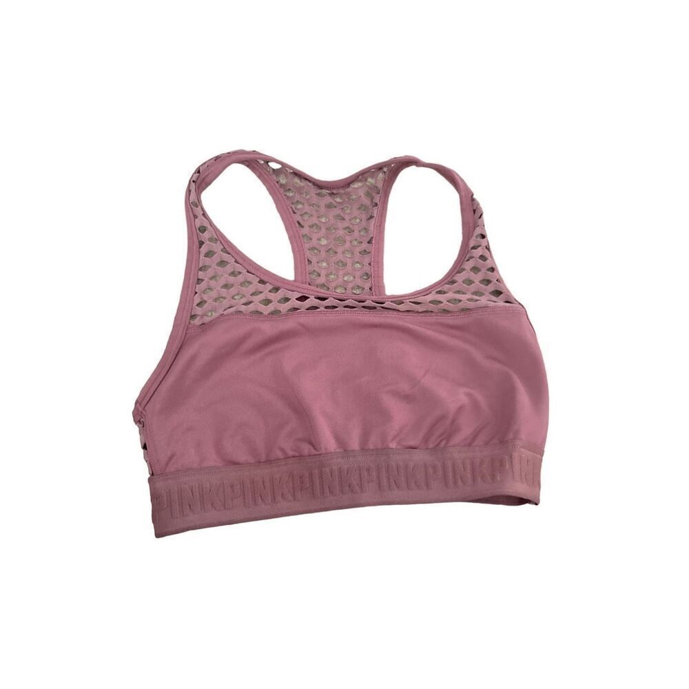 Victoria's Secret Womens Pink Ultimate Mesh Sports Bra Racerback Athletic Small